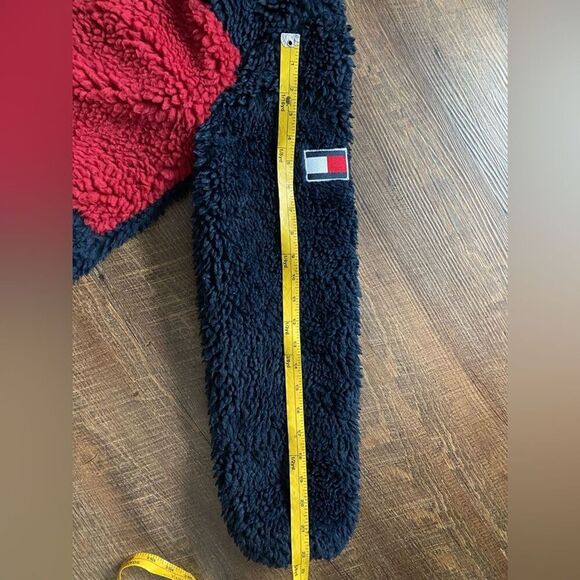 TOMMY HILFIGER Women's Sherpa Jacket Color block logo full-zip teddy bear XS EUC - Picture 13 of 16